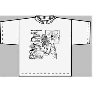 Neverhappy Made In USA Tee T-shirt Graphic Screenprint “cleaning” made to order